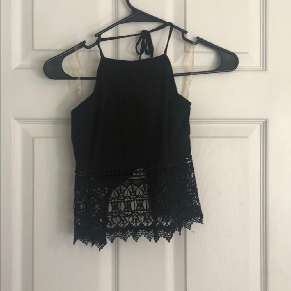 American Eagle black crop with open back
